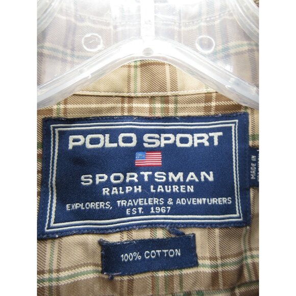 VINTAGE Ralph Lauren Polo Sport Shirt Medium Button Up 90s Sportsman * - Picture 9 of 11
